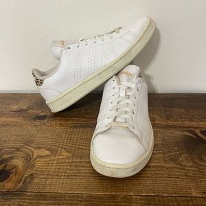 White leopard print adidas sneakers womens size 8